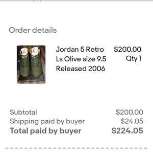 Air Jordan Retro 5 LS Olive, new with defects.